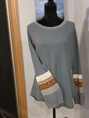Hailey & Co waffle- knit long-sleeve Top, Women's Size Large